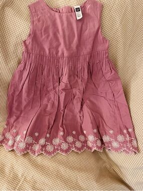 Baby GAP Pink Sleeveless Embroidered Hem Casual Dress